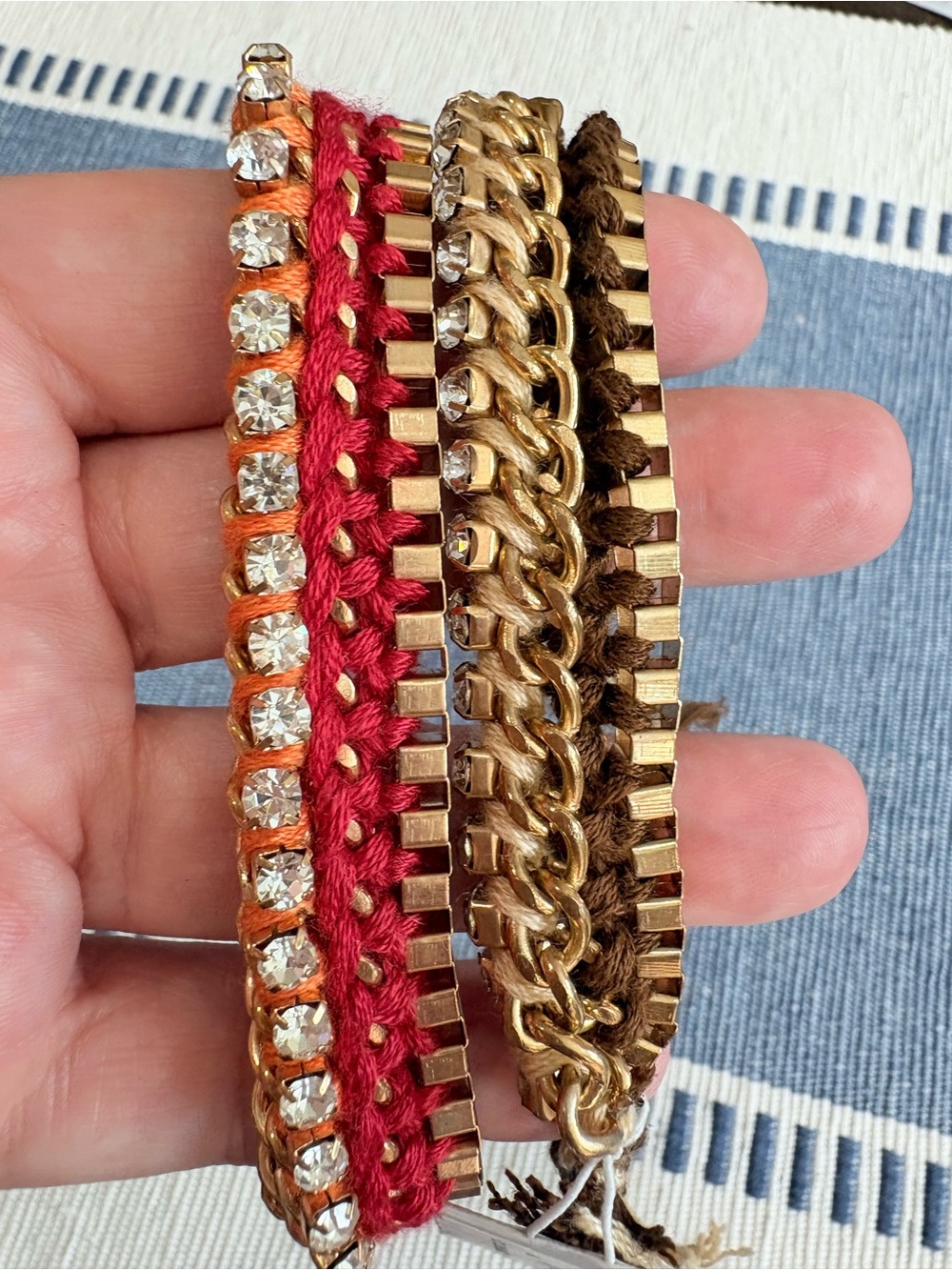Boho Multi-Row Rhinestone & Chain Stackable Bracelet - Cara NY
